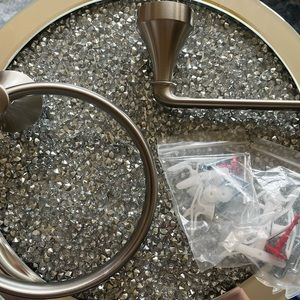 Moen Wellton brushed nickel towel ring and toilet paper holder, new open box